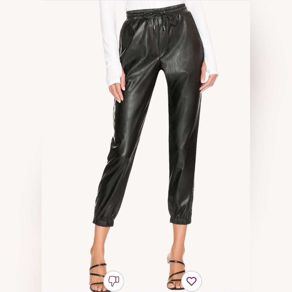 PAIGE Black Leather-Style Joggers